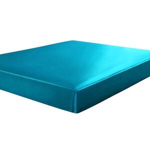 Queen Fitted Sheet Satin Mattress Protector 12" Deep Pocket 79"x60" Peacock Blue